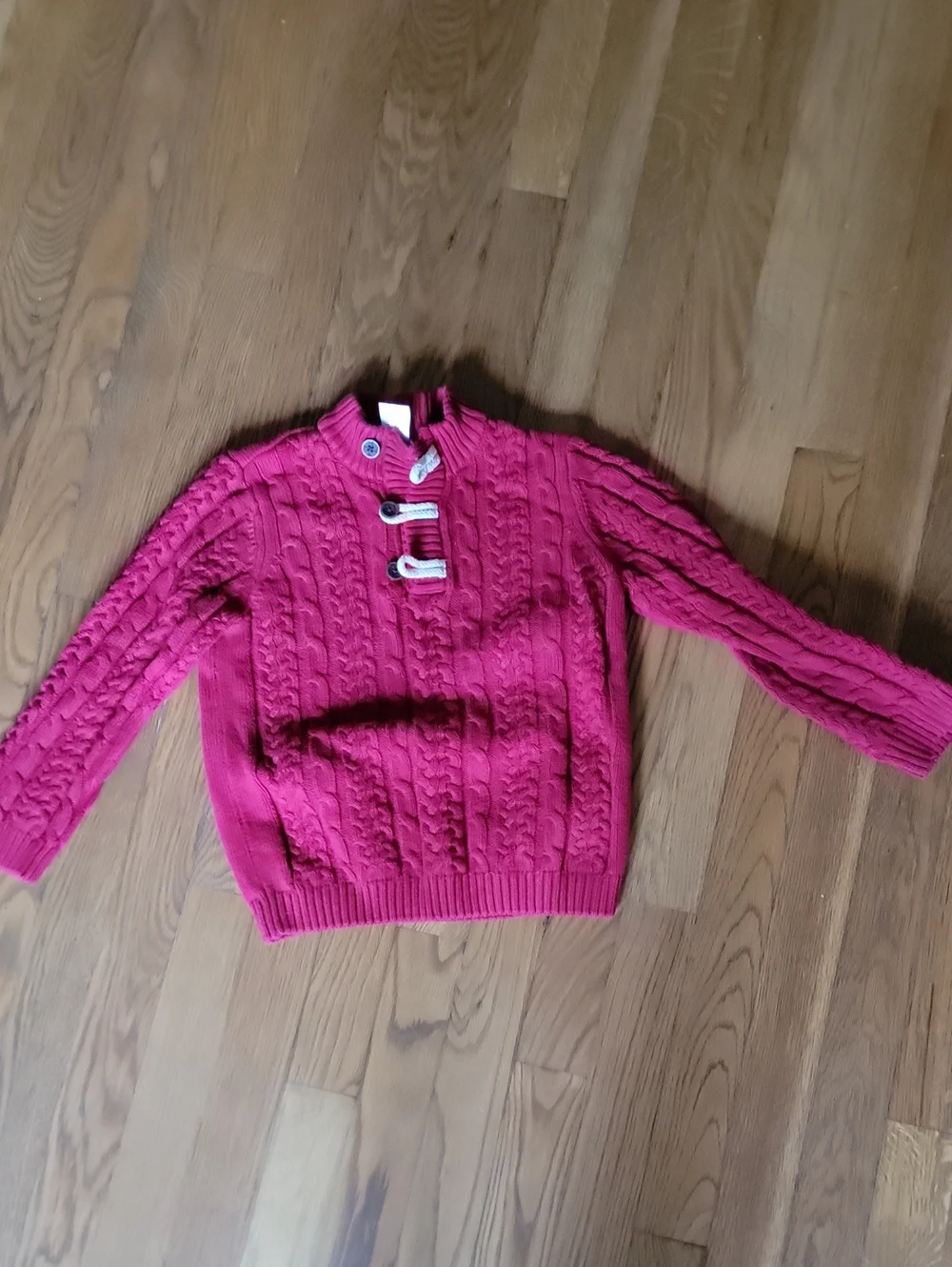 Kids Cable-Knit Sweater with Toggle Detail - Raspberry